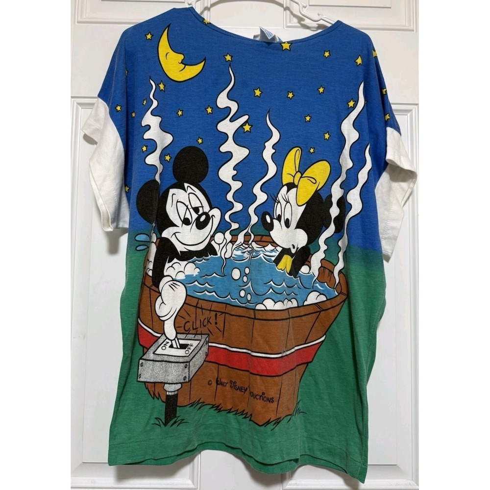 Vintage HTF Sunday Comics Walt Disney Mickey And Minnie In Hot Tub Size Large